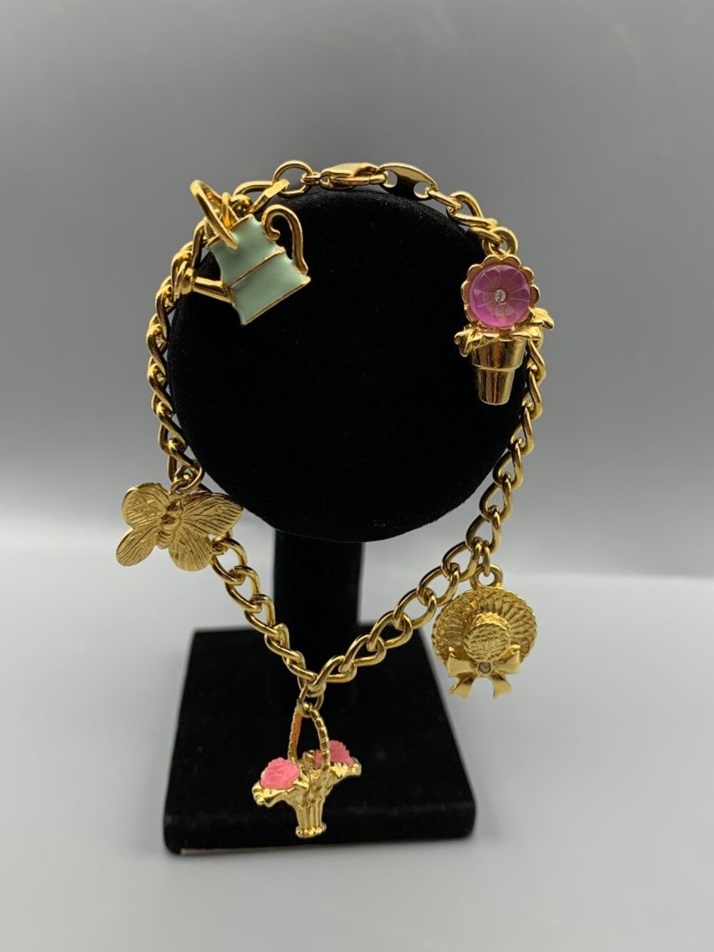 Enchanting Gardening Theme Goldtone 8" Chain Bracelet with Charms